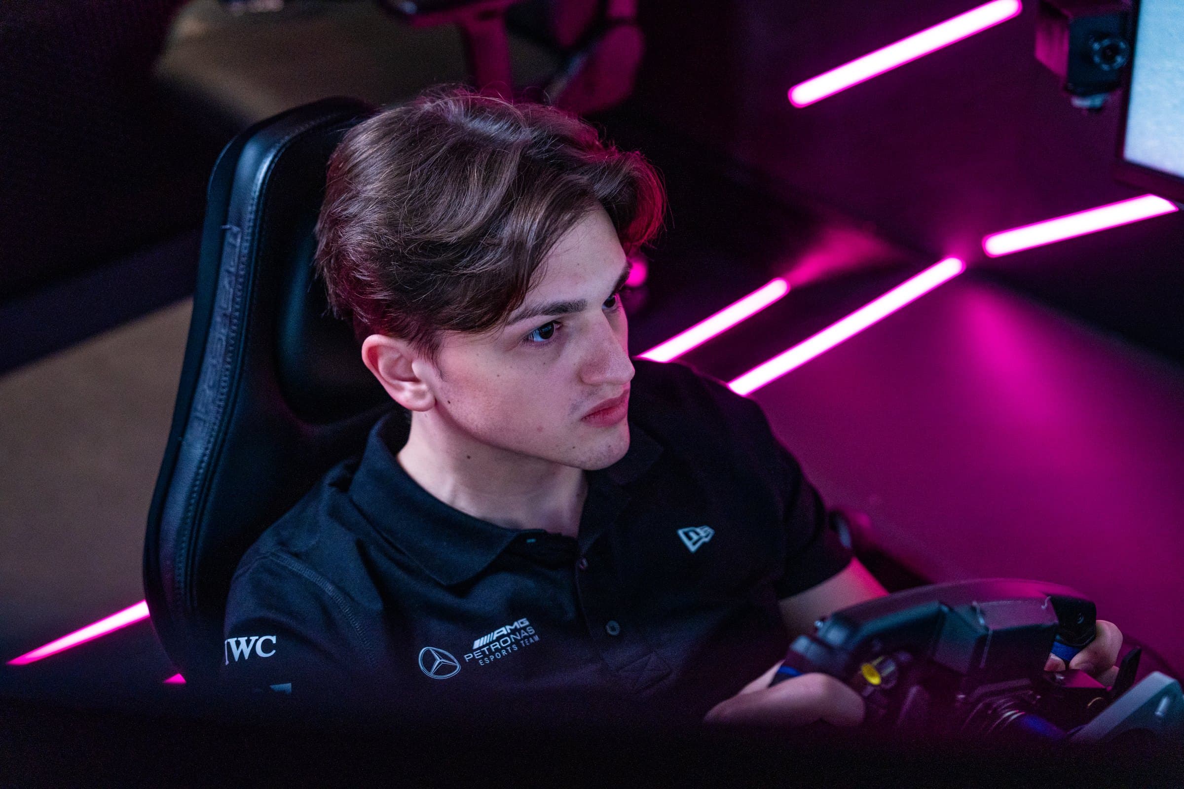 Marcel Kiefer in profile in a simulator seat